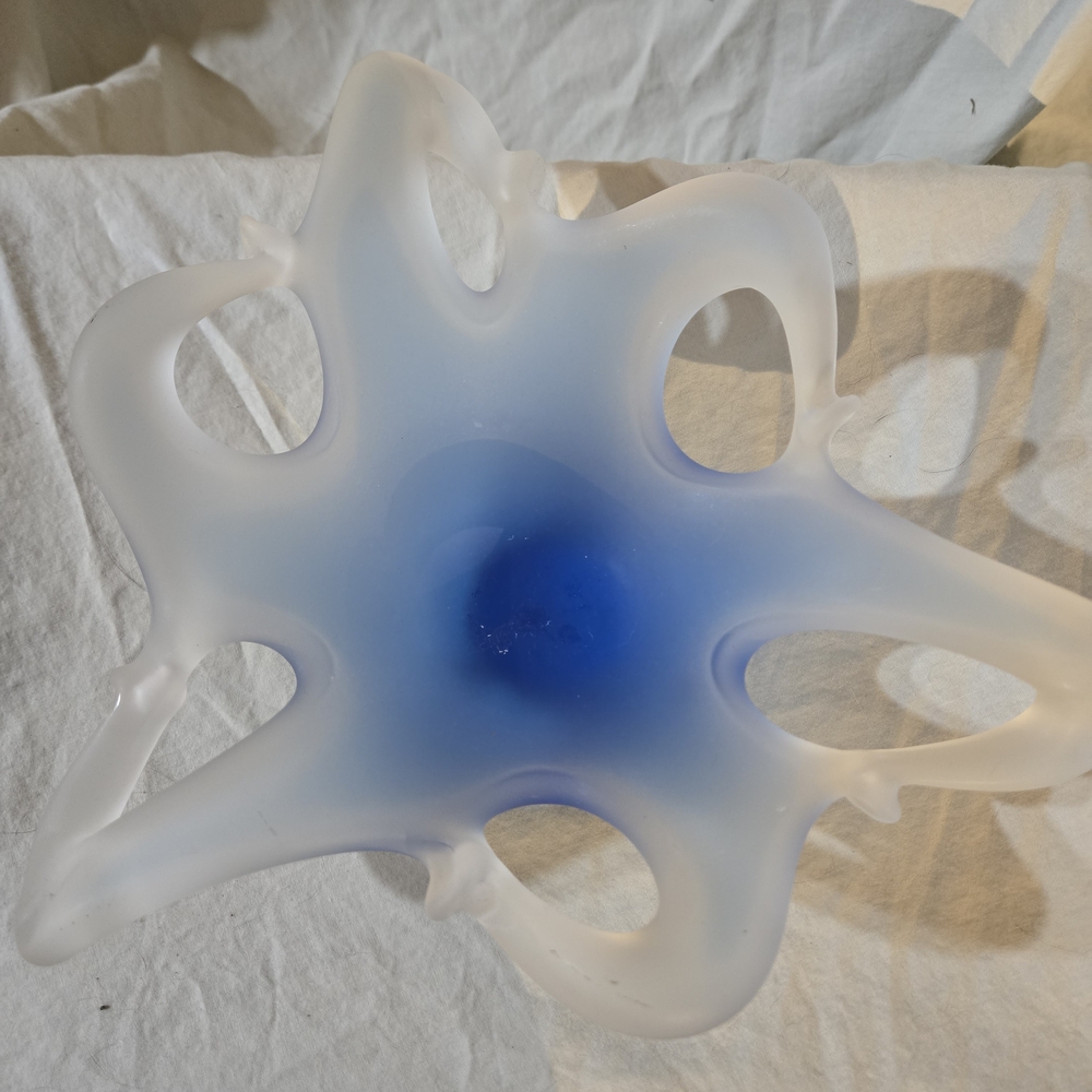 Elegant Blue and White Glass Art Piece